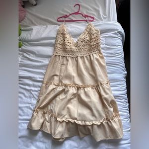 beige flowy dress